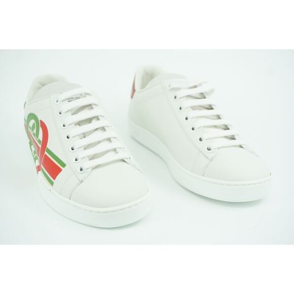 Gucci White Leather Ace Green Red GG Logo Low Top Sneakers SZ 34.5 Lace Up - Picture 6 of 12